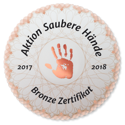Bronze Zertifikat für die Aktion Saubere Hände für das AKK